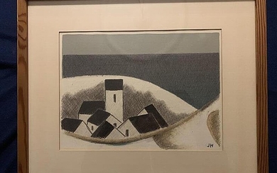 NOT SOLD. Johannes Hofmeister: Composition. Signed JH. Lithograph in colours. 40.5 x 48.5 cm. Framed. – Bruun Rasmussen Auctioneers of Fine Art