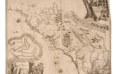 John Ogilby - rare engraved Map of Carolina, 1672