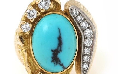 John Rørvig (b. Danmark 1920, d. 2006) A turquoise and diamond ring...