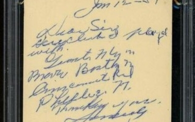 Josh Devore Autographed/Inscribed 1951 GPC Government Postcard Braves PSA/DNA