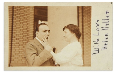 ON CARUSO: "HE POURED HIS WONDERFUL VOICE INTO MY HAND" KELLER, HELEN. Postcard...