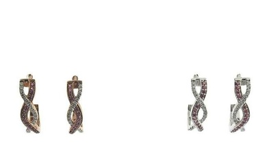 Kallati Gold Diamond Hoop Earrings 2 Pairs