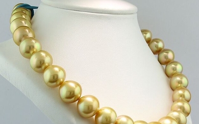 Königliche Südseeperlenkette 15,0-18,3 mm! Seltenheit Intensives Naturgold Gold - Necklace Pearls