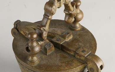 Large bronze closing weight with various stamps and