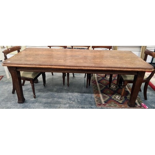Late 19th/early 20th century oak dining table, the rectangul...