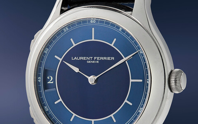 Laurent Ferrier, Ref. LF230.02 An attractive and appealing titanium limited edition dual-time wristwatch with blue enamel dial with certificate and presentation box