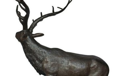 Lifesize And Incredibly Detailed Reindeer Bronze Statue