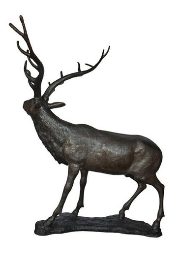 Lifesize And Incredibly Detailed Reindeer Bronze Statue