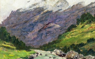 Lorenzo Delleani (Pollone, 1840 - Torino, 1908), Lo Stura alle falde del Cervino, 1898