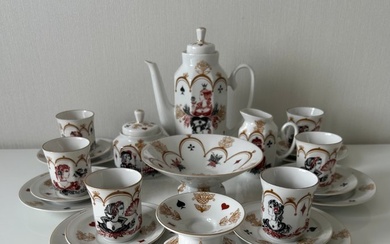 Lomonosov Imperial Porcelain Factory - Coffee set for 6 (25) - Gold-plated, Porcelain