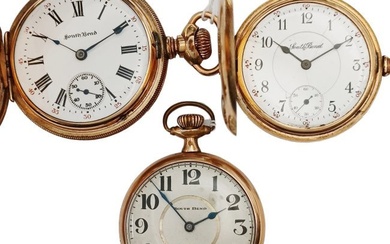 Lot Of 3 South Bend Watch Co Antique High Grade Mens Hunter & Openface Running Pocket Watches