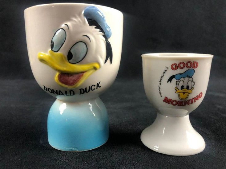 Lot of 2 Vintage Donald Duck Egg Cup Kitchen Walt