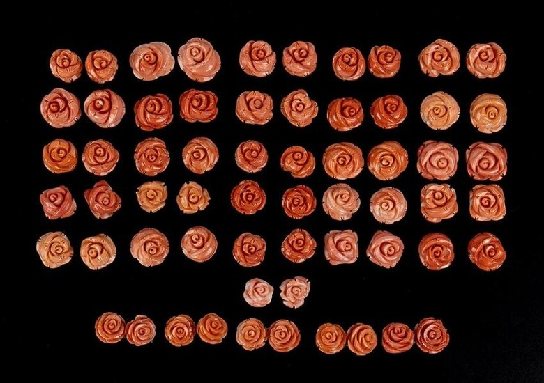 Lot of 31 pairs of cerasuolo coral roses