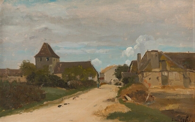 Louis-Alexandre CABIÉ (Dol-de-Bretagne, 1853Bordeaux, 1939) Entrée du village Huile sur toile, signée en bas à...
