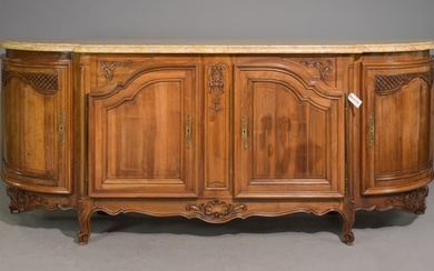 Louis XV Style Marble Top Walnut Sideboard