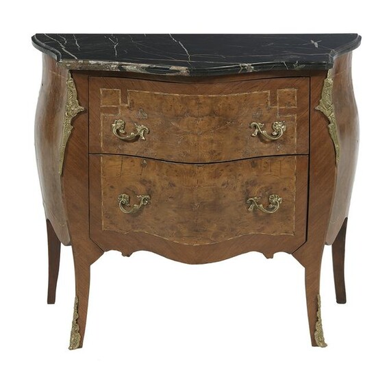 Louis XV-Style Mixed Wood and Marble-Top Commode