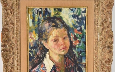 Luigi Corbellini (ITALIAN, 1901–1968) portrait of young girl, oil on canvas, signed lower left