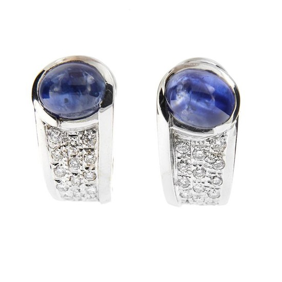 Made in Italy - 18 kt. White gold - Earrings - 3.00 ct Sapphire - Diamonds