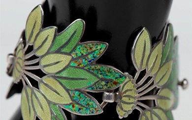 Margot De Taxco Sterling Silver Enamel Leaf Spray Bracelet