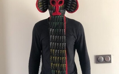 Mask - Cloth, Cowry - Elephantperle - Bamileke - Cameroon - 130 cm