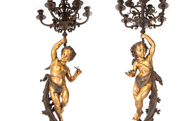 Massive and Fine Gilt bronze Pair of French 19th Belle...