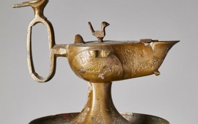 Medieval Bronze KHORASAN OIL LAMP - (1)