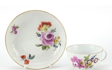 Meissen, 19th century porcelain cup and saucer hand painted ...