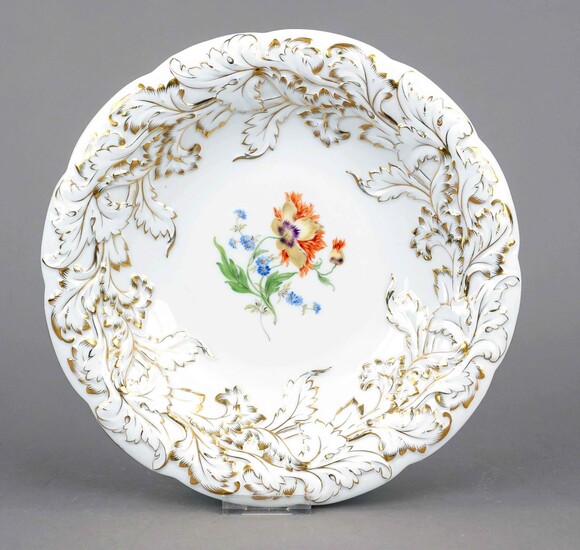 Meissen ceremonial bowl, mark 1924-1934, 1st choice, polychrome floral painting in the mirror