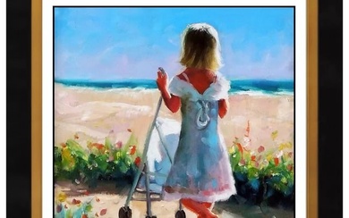 Michael Vincent Oil Painting On Canvas Signed Child Portrait Beach Art Landscape