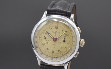 NIVREL rare big 3-pusher chronograph, Switzerland around 1945, manual winding,...