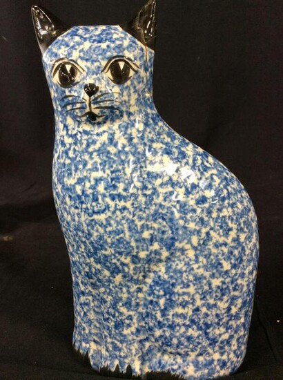 NS GUSTIN CO. Spattered Brush Ceramic Cat Figural