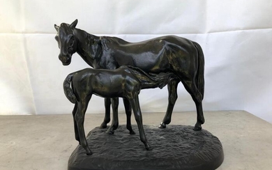 Naar Baron Petr Karlovic Klodt von Jürgensburg - Kasli Foundry - Sculpture, beautiful sculpture group of two horses (1) - Realist - Iron (cast/wrought) - 1977