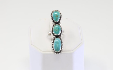 Native America Navajo Sterling Silver Turquoise Ring By S.