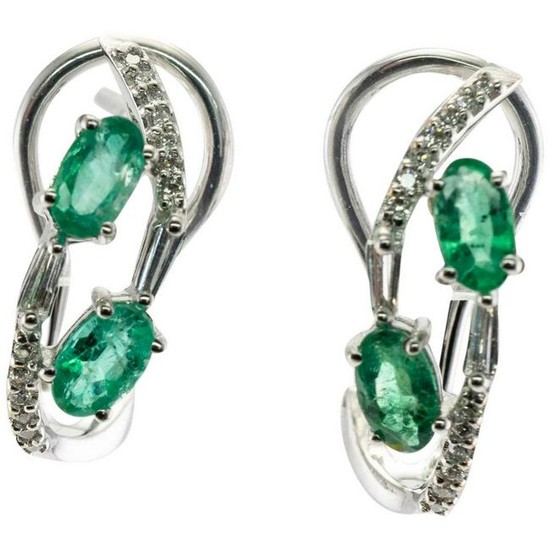 Natural Emerald Diamond Earrings Pendant Set ZEN 750