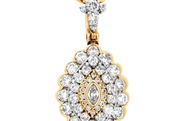 Necklace with pendant - 18 kt. Platinum, Yellow gold - 4.44 tw. Diamond (Natural) - Diamond