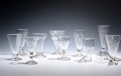 Neuf verres à gelée, à bière ou à eau nains, 2e moitié du 18e siècle,...