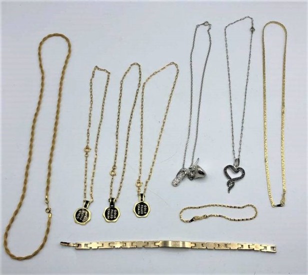 Nine [9] Assorted Gold Filled Chains and Bracelets