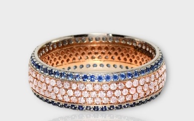 No Reserve Price - 1.45 tw - Eternity ring - 14 kt. Rose gold, White gold Diamond (Natural) - Sapphire