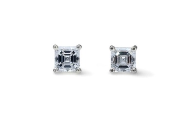 No Reserve Price--GIA Lab Report - 1.04 ct total natural diamonds - 18 kt. White gold - Earrings Diamond
