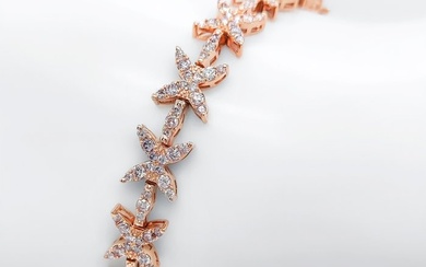 ***No Reserve Price*** IGI Certified 3.51 Carat Pink Diamond Bracelet - 14 kt. Pink gold - Bracelet