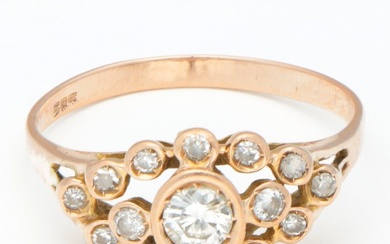 No Reserve Price - Ring - 14 kt. Rose gold - 0.17 tw. Diamond (Natural) - Diamond