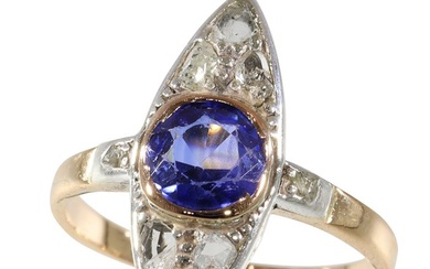 No Reserve Price - Vintage antique anno 1890 - Ring - 18 kt. Rose gold Sapphire - Diamond