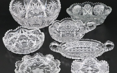 Nuctu and Other American Brilliant Style Cut Glass Bowls, 20th Century