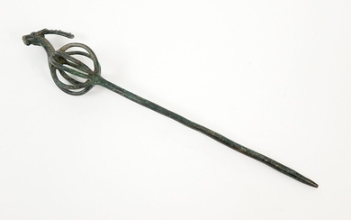 OUD-PERZIË - LURISTAN CULTURE - ca 1000 tot 700 BC zeldzame bronze pin with aan...