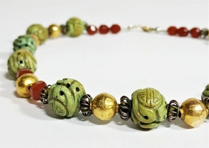 Old Sino-Tibetan necklace, gold, silver, turquoise stones