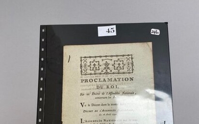 Original printout of the Proclamation of the King of France on a decree of the National Assembly of 16 April 1790 concerning the Jews