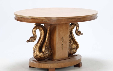 Oval mahogany hall table, Empire style, approx. year 1900
