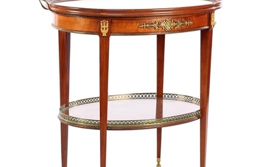 (-), Oval walnut tea table with shelf, separate...