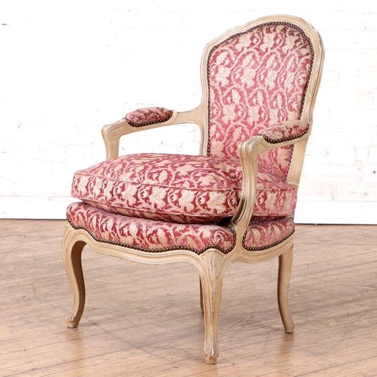 PAINTED FRENCH OPEN ARM CHAIRS LOUIS XV STYLE