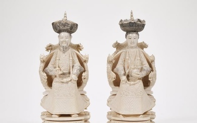 PAIR ANTIQUE CHINESE FIGURAL CARVINGS